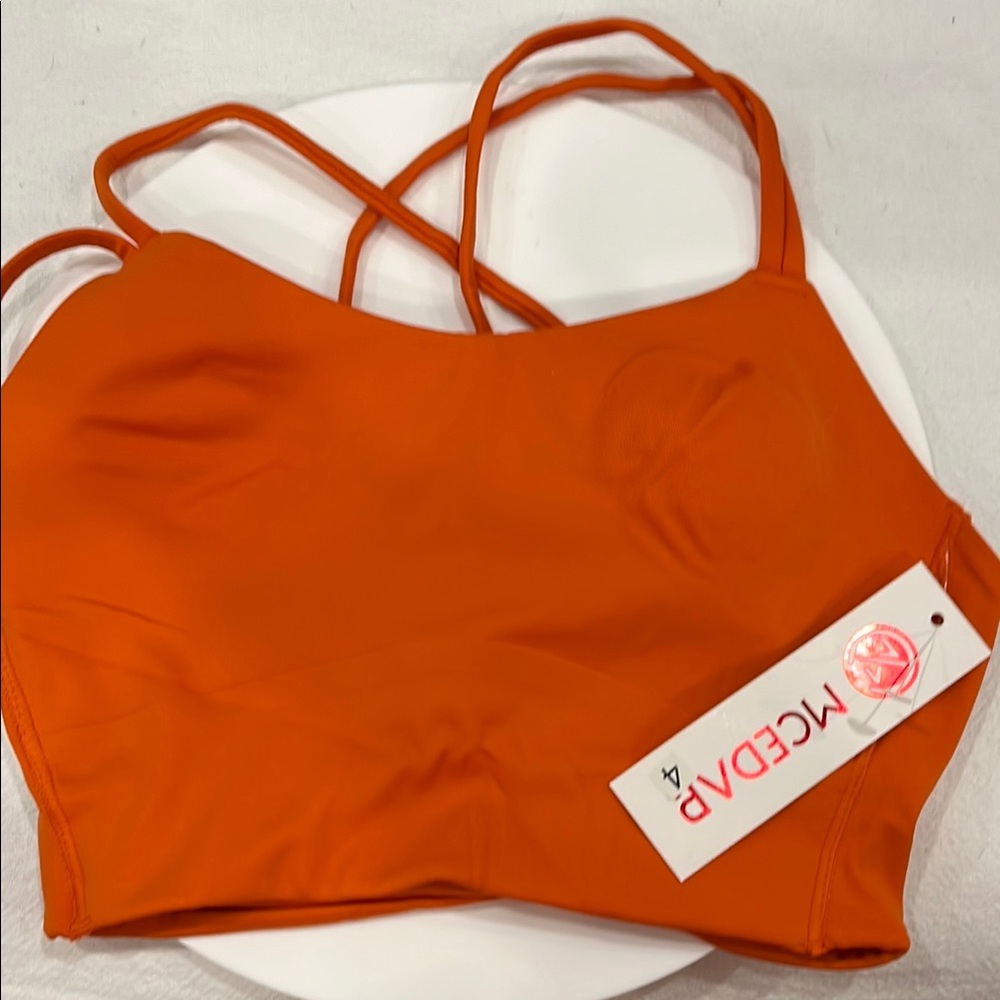 MCEDAP Orange Strappy Crop Top WORKOUT SPORT BRA BRAND NEW SIZE XS/US 4